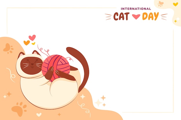 Flat international cat day background