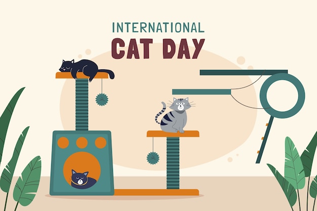 Flat international cat day background