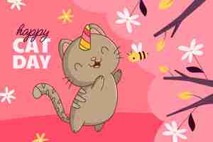 Free vector flat international cat day background