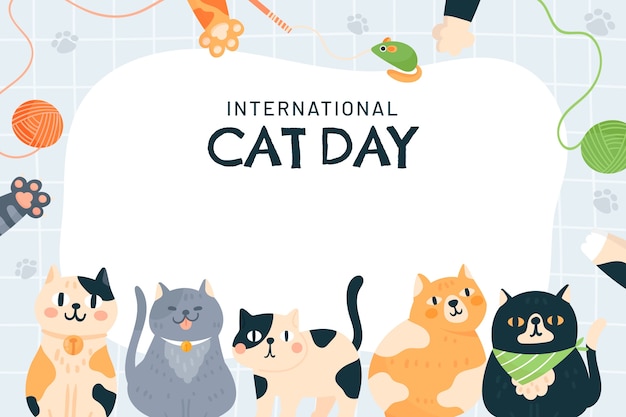 Flat international cat day background