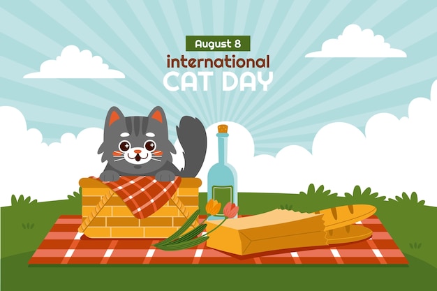 Free vector flat international cat day background