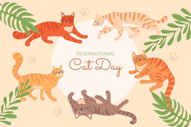 Flat international cat day background