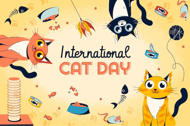 Flat international cat day background