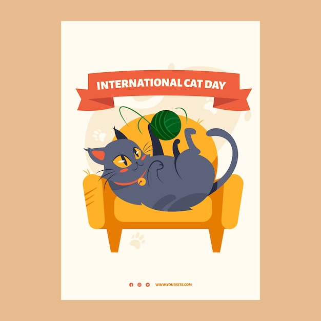 Free vector flat international cat day illustration