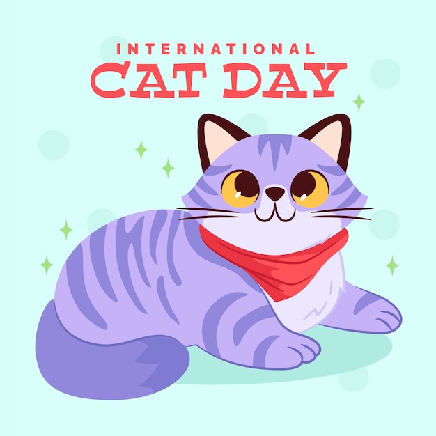 Free vector flat international cat day illustration