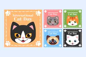 무료 벡터 평평한 국제 고양이의 날 인스타그램 게시물