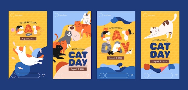 플랫 국제 고양이의 날 인스타그램 스토리 컬렉션