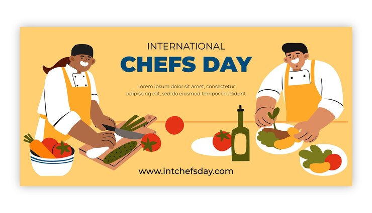Free Vector flat international chefs day horizontal banner template