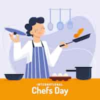 Free vector flat international chefs day illustration