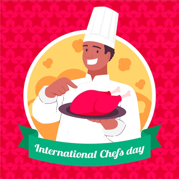 Flat international chefs day illustration