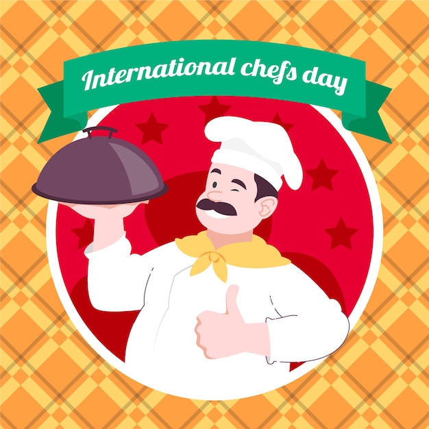 Free vector flat international chefs day illustration