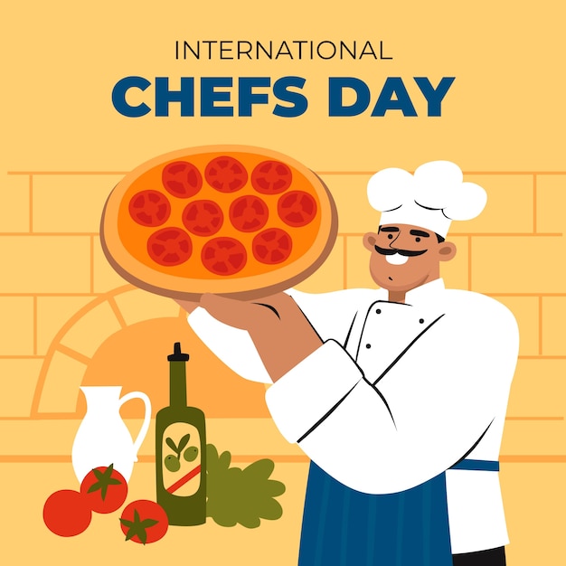 Flat international chefs day illustration