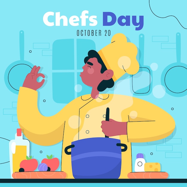 Free vector flat international chefs day illustration