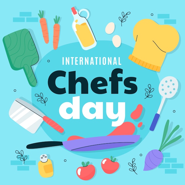 Vettore gratuito illustrazione della giornata internazionale degli chef piatta