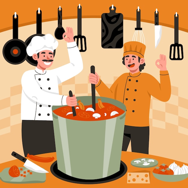 Flat international chefs day illustration