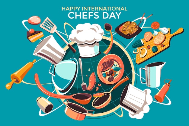 Free vector flat international chefs day illustration