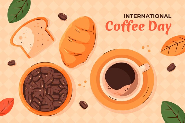 Flat international coffee day background