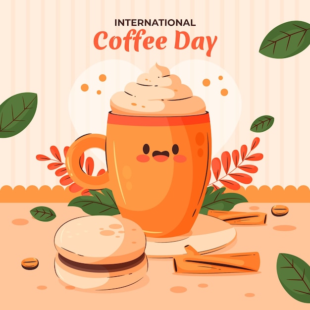 Free vector flat international coffee day illustration