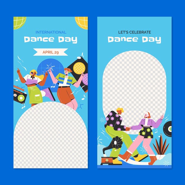 Flat international dance day banner template