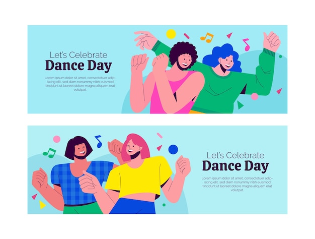 Шаблон горизонтального баннера Международного дня плоского танца