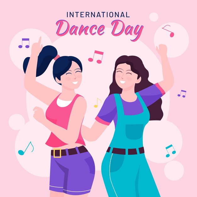 Flat international dance day illustration