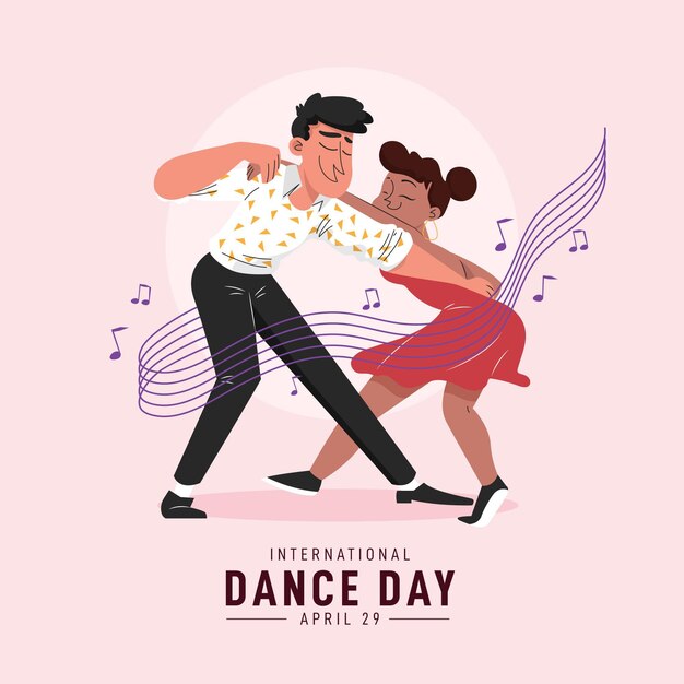 Плоский международный день танца иллюстрация