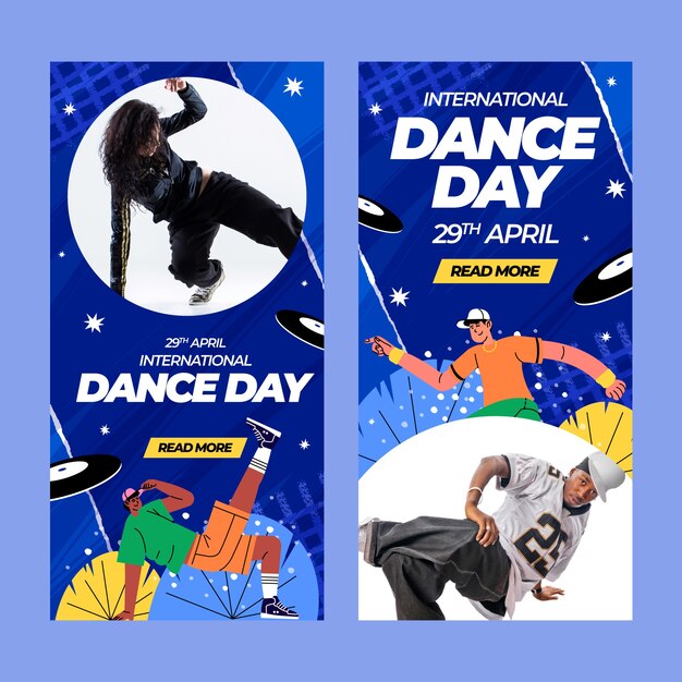 Flat international dance day vertical banner template