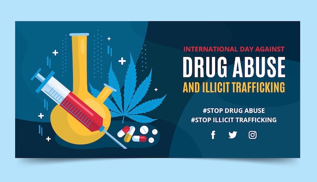 Плоский международный день борьбы со злоупотреблением наркотиками и незаконным оборотом баннеров