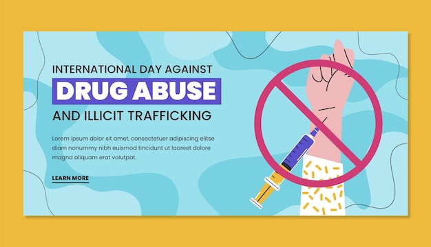 Flat international day against drug abuse and illicit trafficking banner