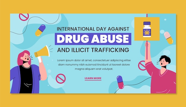 Flat international day against drug abuse and illicit trafficking banner