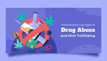 Free vector flat international day against drug abuse and illicit trafficking horizontal banner template