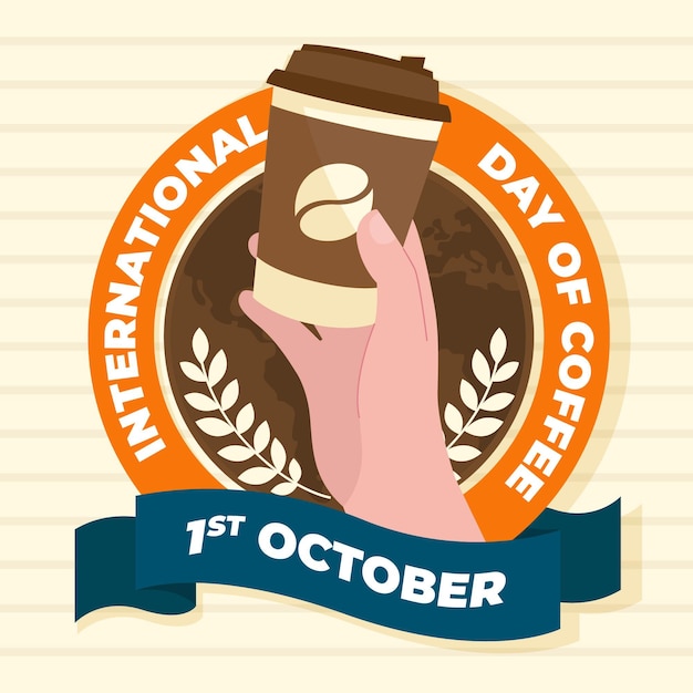 Vettore gratuito piatto giornata internazionale del caffè