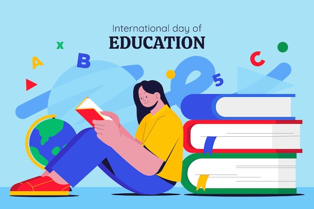 Flat international day of education background