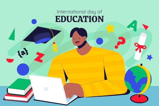 Vettore gratuito fondo della giornata internazionale dell'istruzione