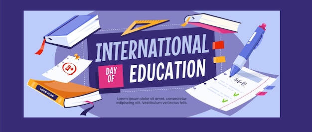 Free vector flat international day of education horizontal banner template