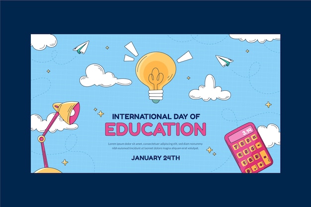 Free vector flat international day of education horizontal banner template