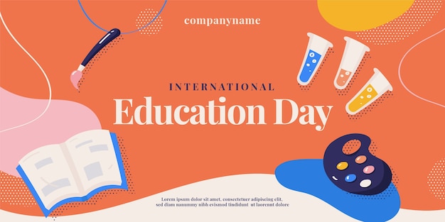 Free vector flat international day of education horizontal banner template