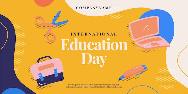 Free vector flat international day of education horizontal banner template