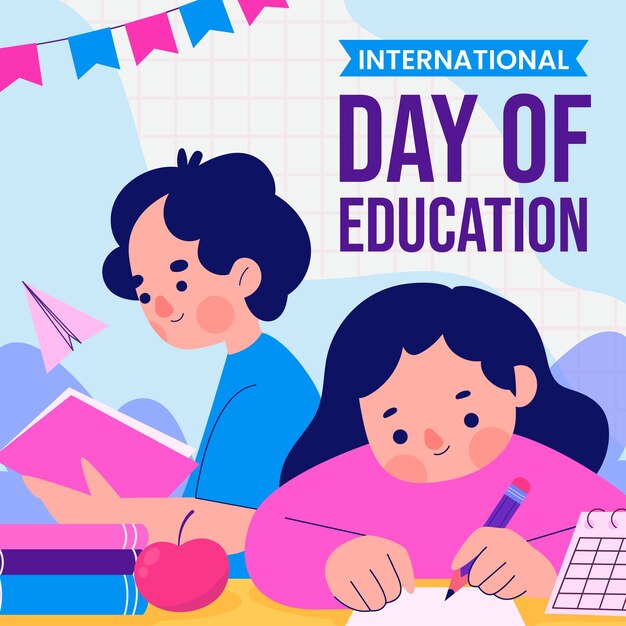 Flat international day of education illustration