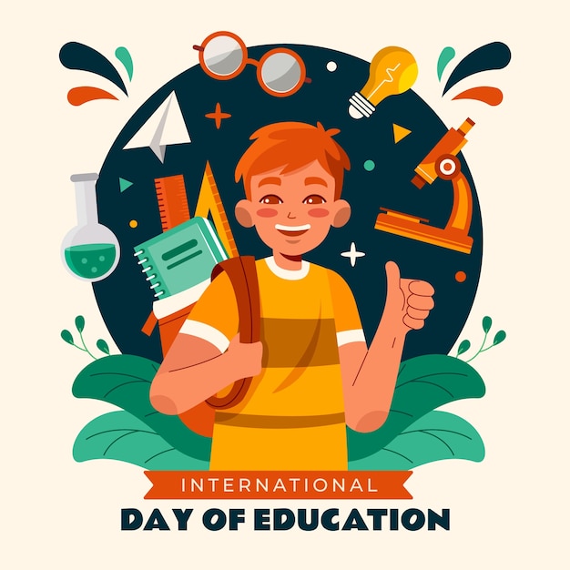 Free vector flat international day of education illustration