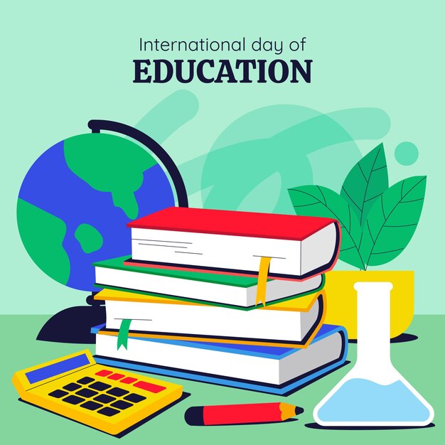 flat international day of education illustration