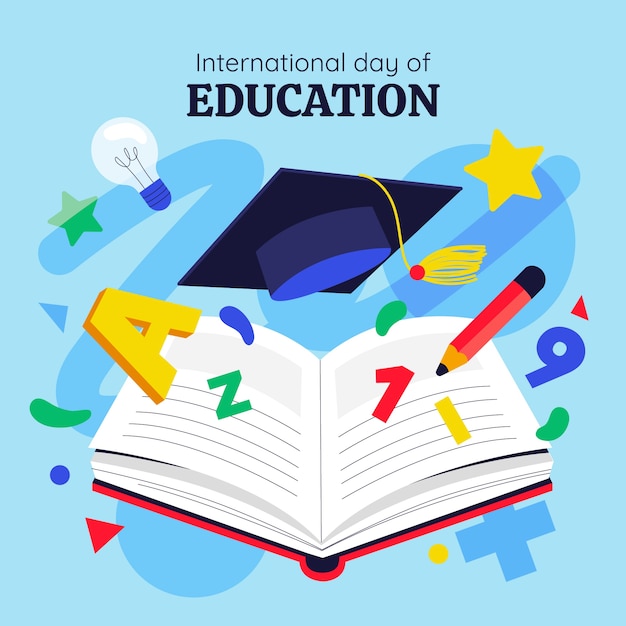 Flat international day of education illustration