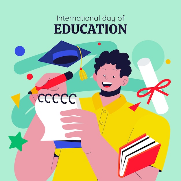 Flat international day of education illustration