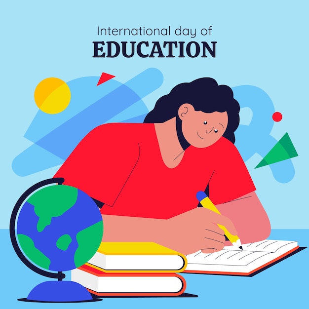 flat international day of education illustration