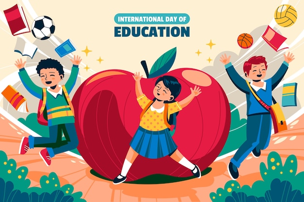 Free vector flat international day of education illustration