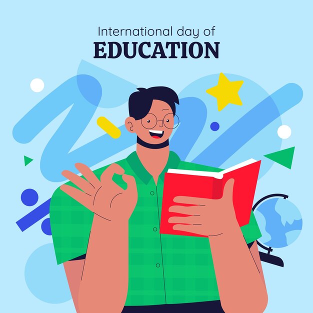 flat international day of education illustration