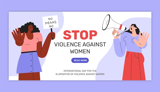 Flat international day for the elimination of violence against women horizontal banner template