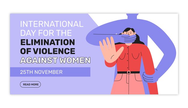 Flat international day for the elimination of violence against women horizontal banner template