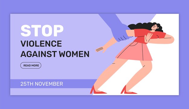 flat international day for the elimination of violence against women horizontal banner template