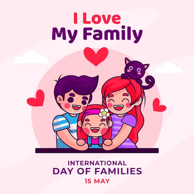 Free vector flat international day of families illustration